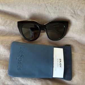 Le Specs “Air Heart” Black Cat-Eye Sunglasses